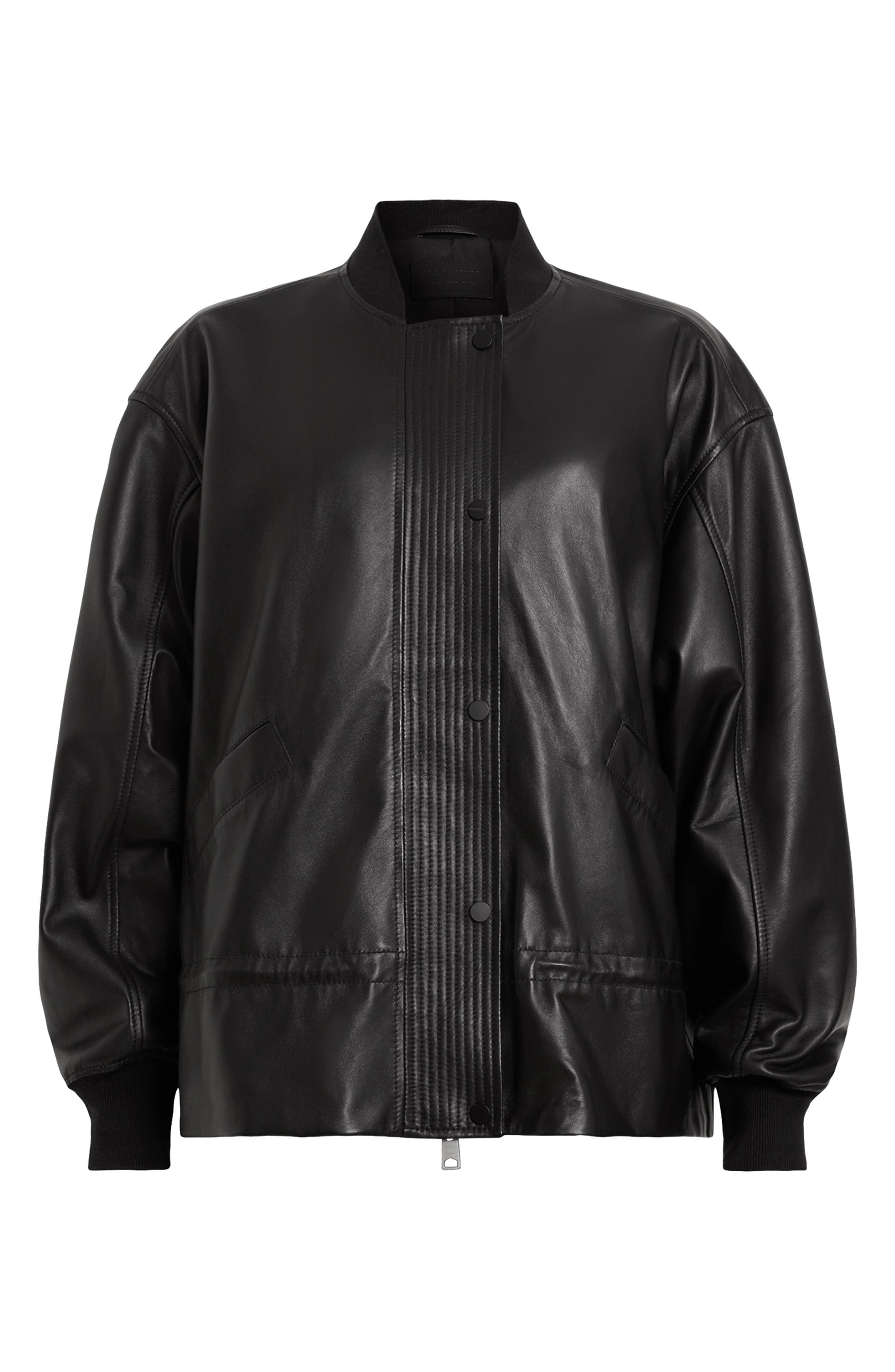 Женские куртки AllSaints Sofi Leather Bomber Jacket — фото 6