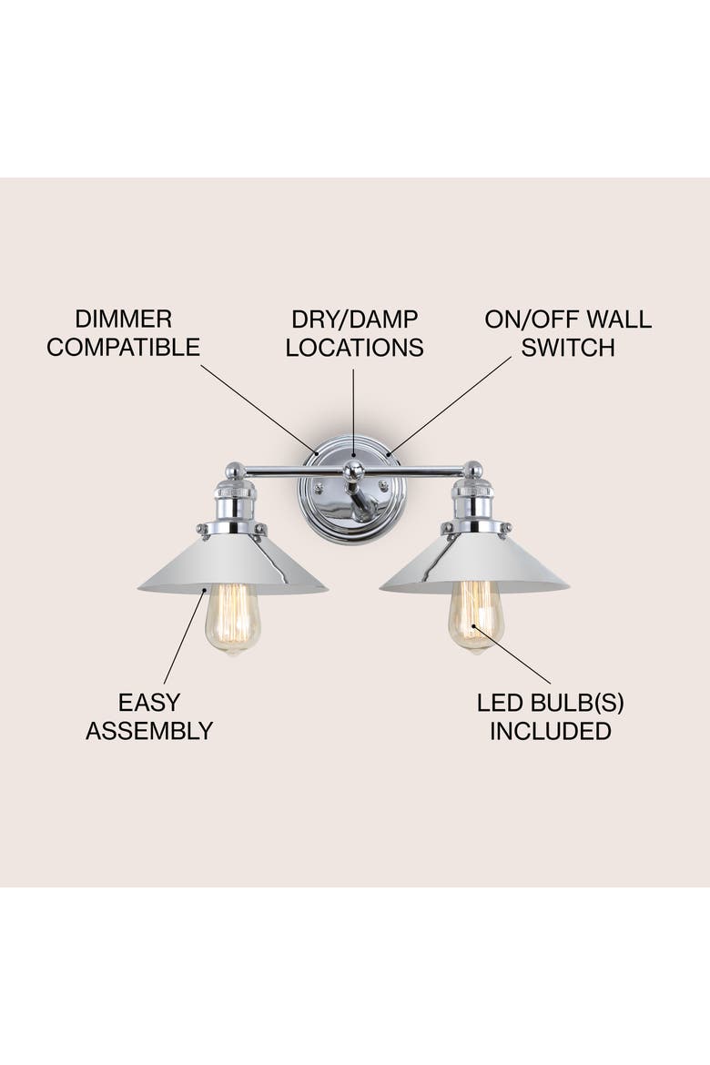 July 2-light Metal Vanity Light, Alternate, color, Chrome