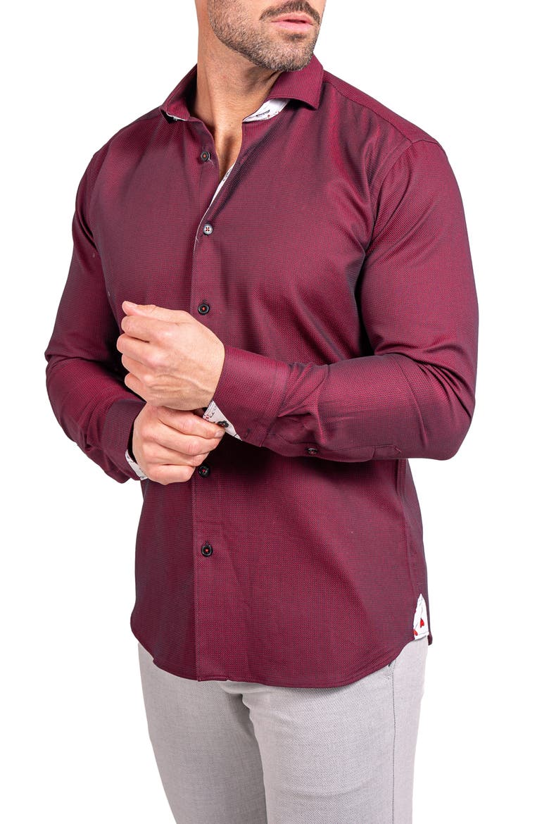 Einstein Ascension Contemporary Fit Button-Up Shirt, Alternate, color, BURGUNDY