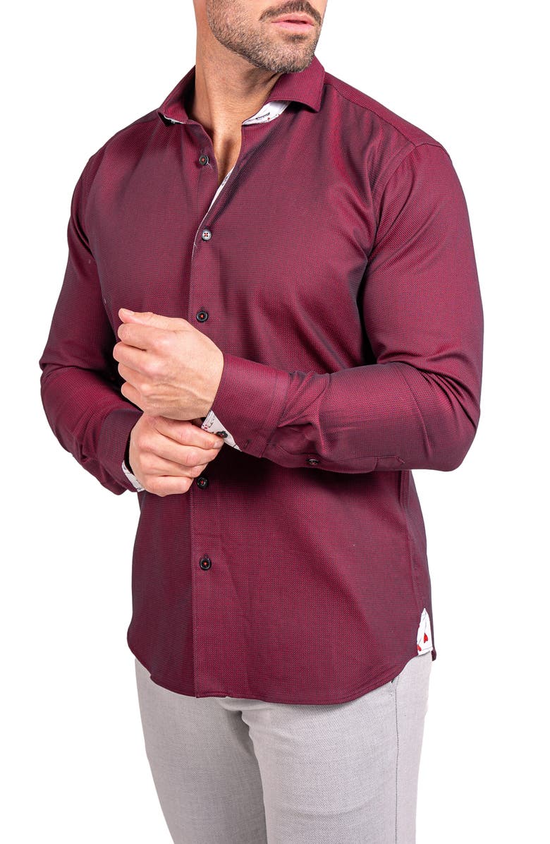 Maceoo Einstein Ascension Contemporary Fit Button-Up Shirt, Alternate, color, Burgundy