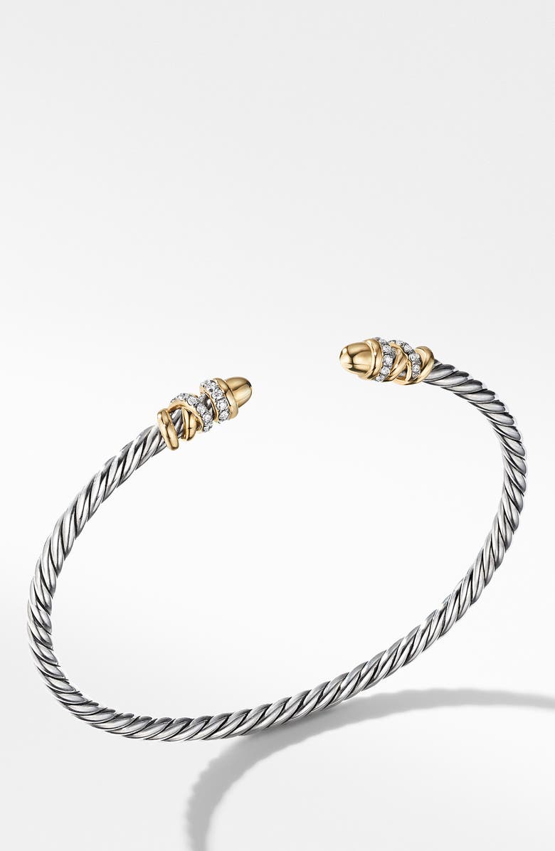 David Yurman Petite Helena 18K Gold Domes & Diamond Open Bracelet, Alternate, color, Gold Dome