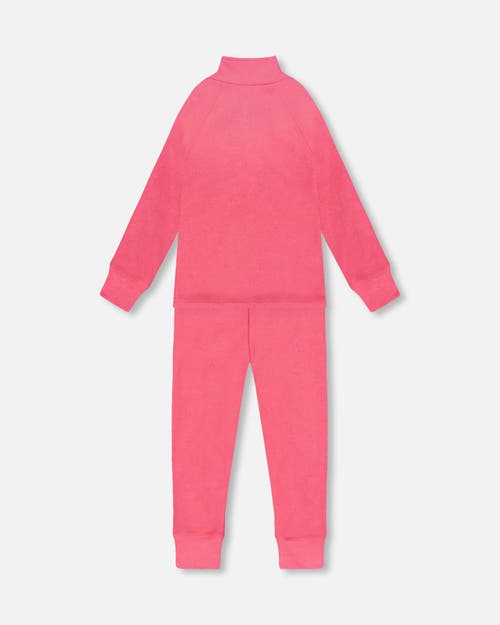Deux Par Deux Girl Two-piece Thermal Underwear Set In Pink