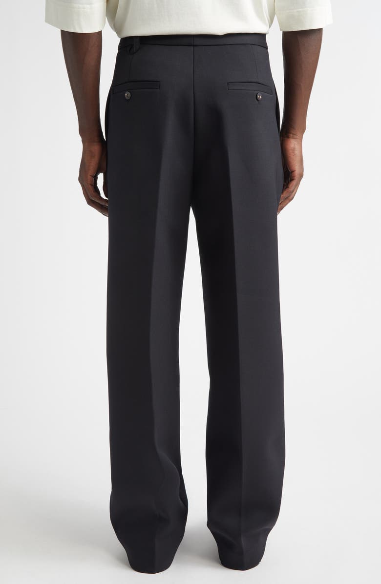 Jacquemus Le Pantalon Citta Pleated Stretch Wool Pants, Alternate, color, Black
