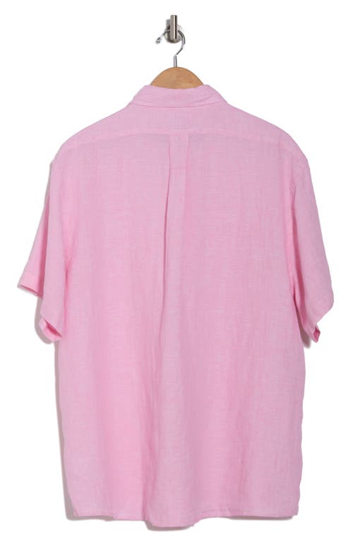 Brooks Brothers Regular Fit Solid Short Sleeve Linen Button-down Shirt In Pale Pink