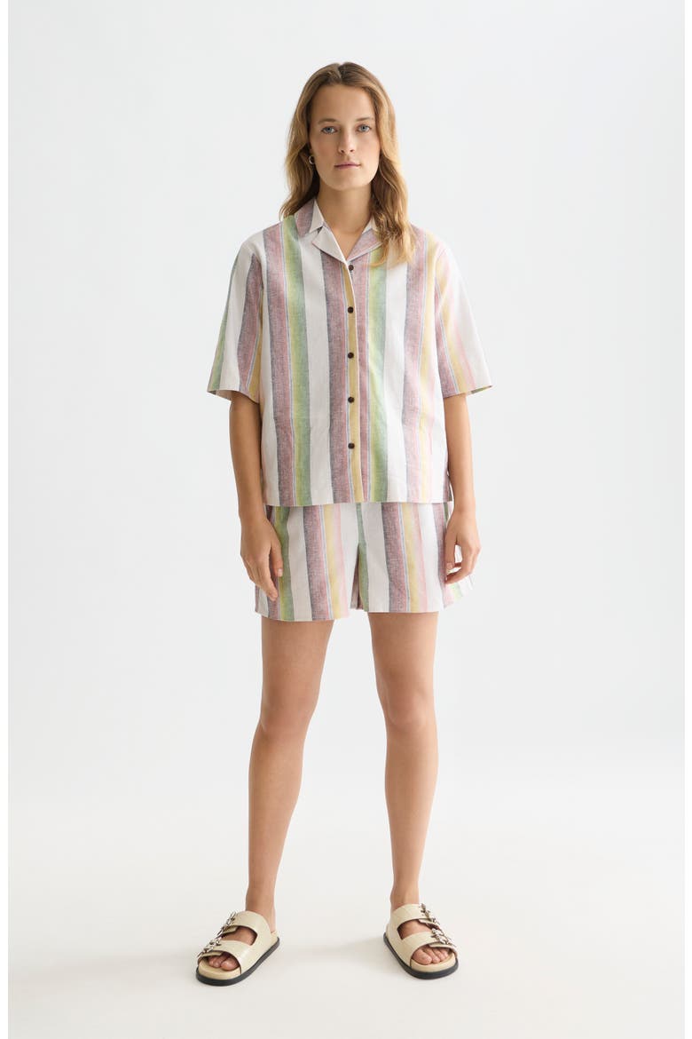 Stripe Cotton & Linen Blend Shorts, Alternate, color, MULTI COLOR STRIPE