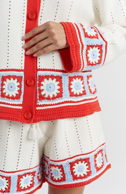 Chinti & Parker Crochet-knit Shirt In Cream-terracotta
