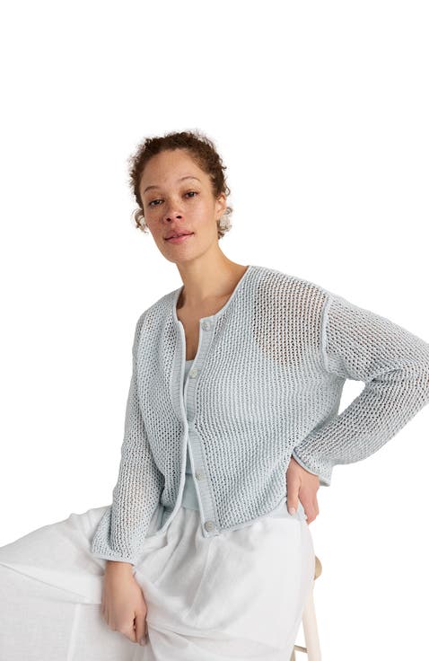 Cotton Blend Open Stitch Cardigan