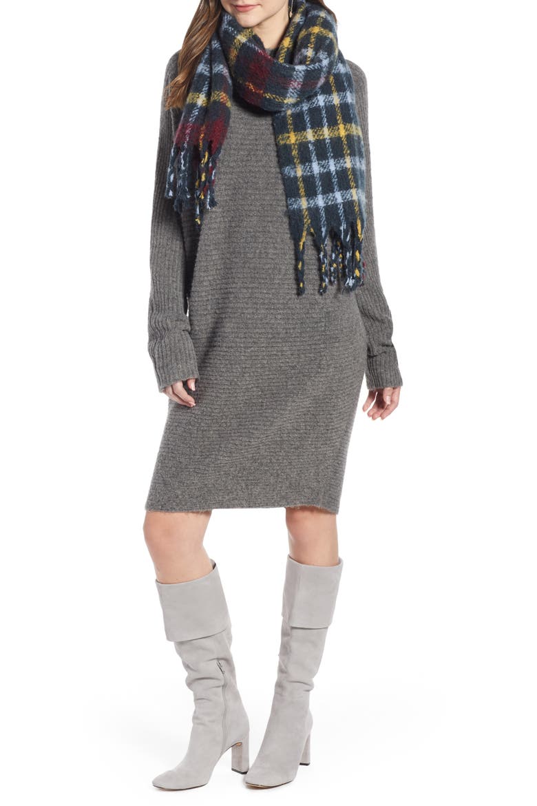 Check Blanket Scarf (Nordstrom Exclusive), Main, color, NAVY COMBO