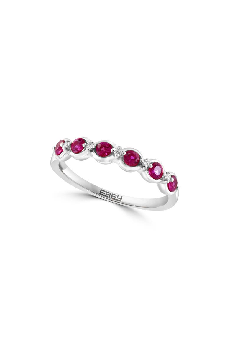 14k Rose Gold Plated Ruby and Diamond Ring, Main, color, RED