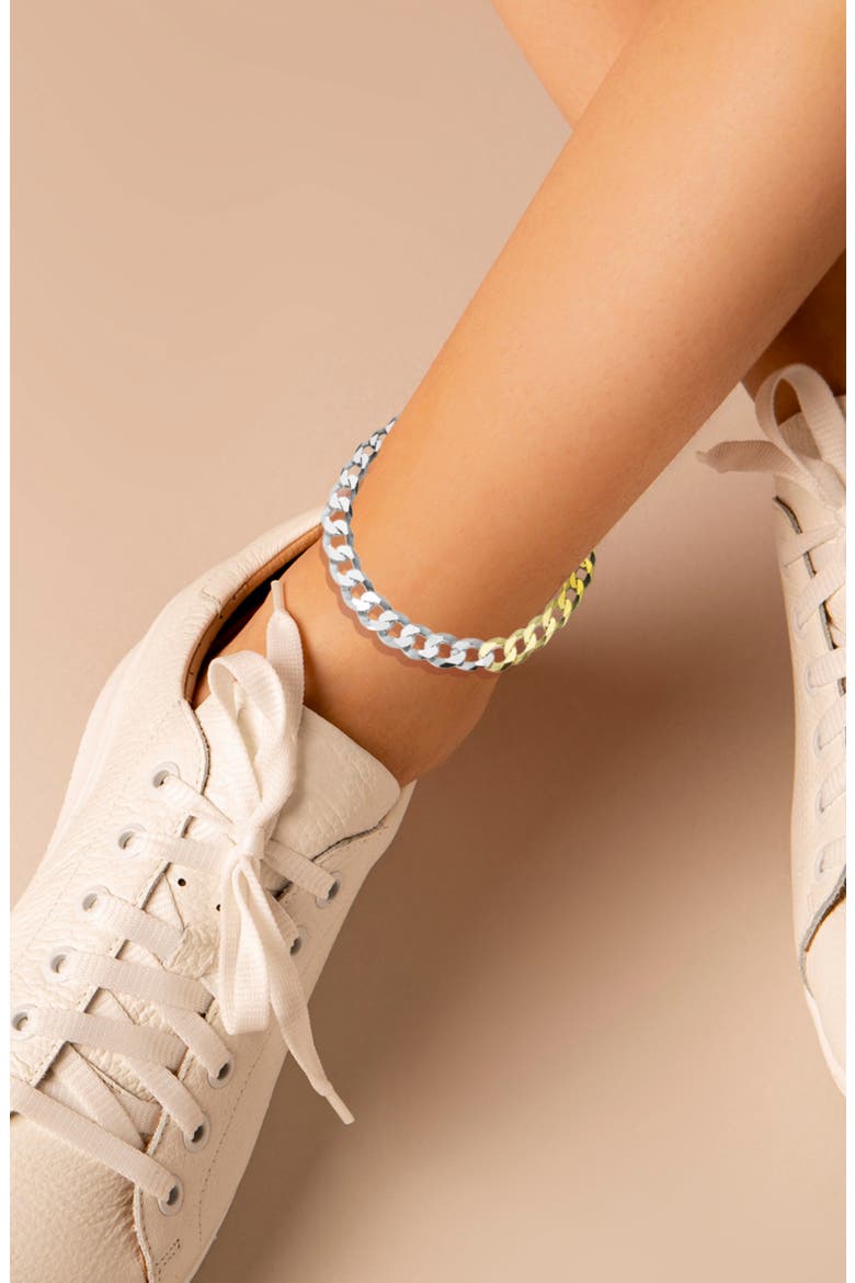 Two Tone Curb Chain Anklet, Alternate, color, TWO TONE