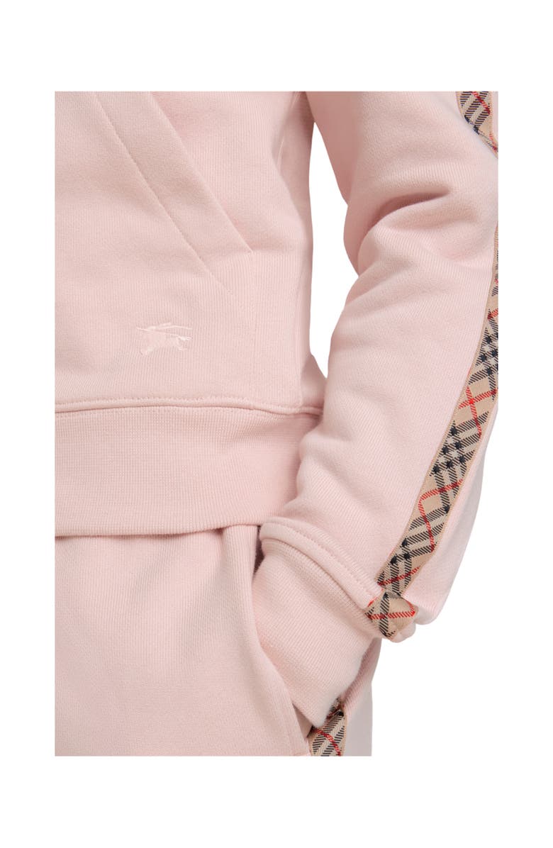 Burberry Check Trim Cotton Zip Hoodie, Alternate, color, Bouquet Pink