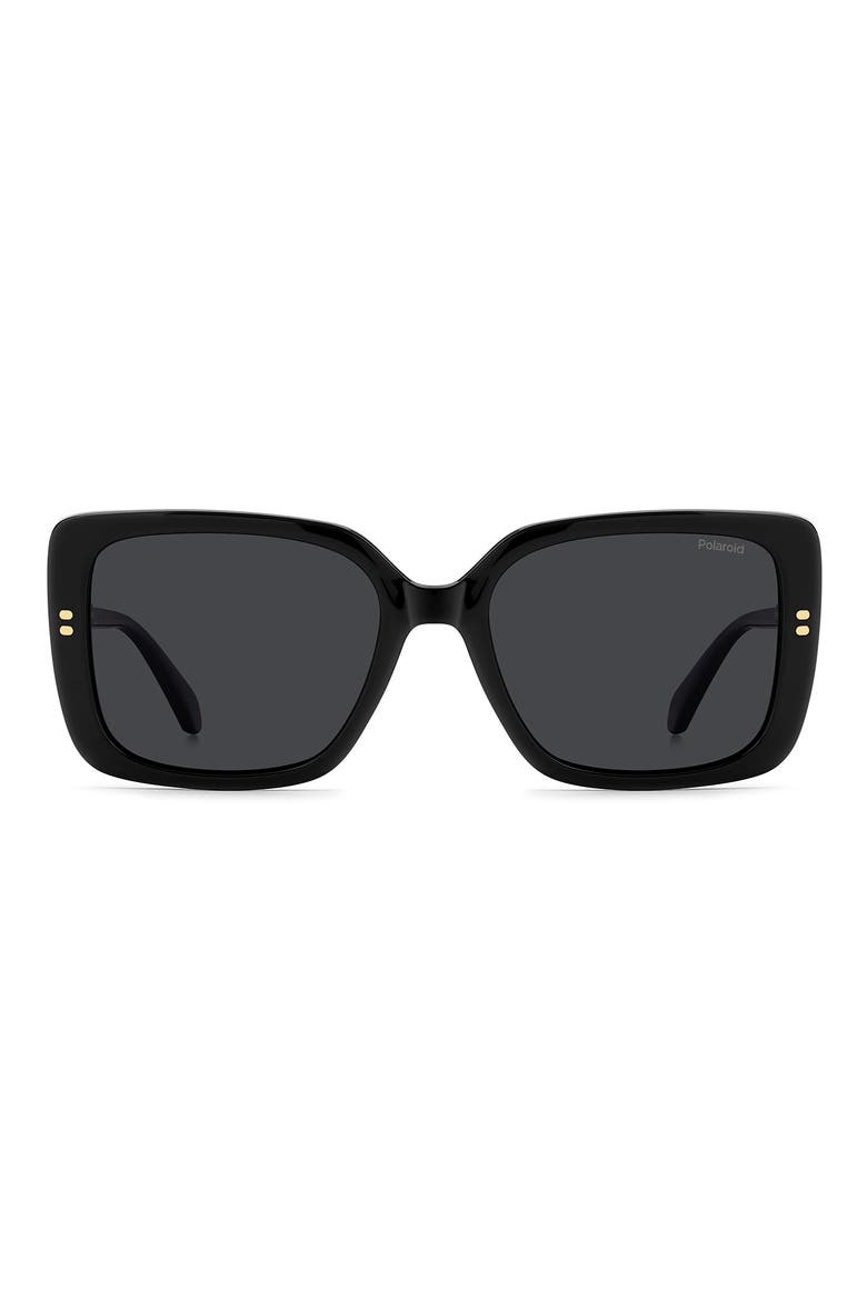 55mm Polarized Rectangular Sunglasses, Main, color, BLACK/ GREY