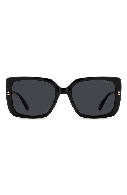 55mm Polarized Rectangular Sunglasses