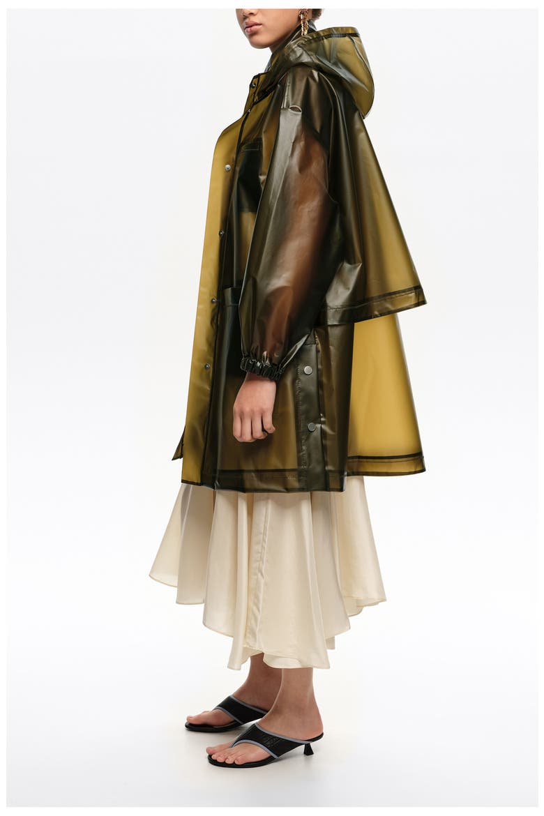A-line Transparent Trench, Alternate, color, OLIVE
