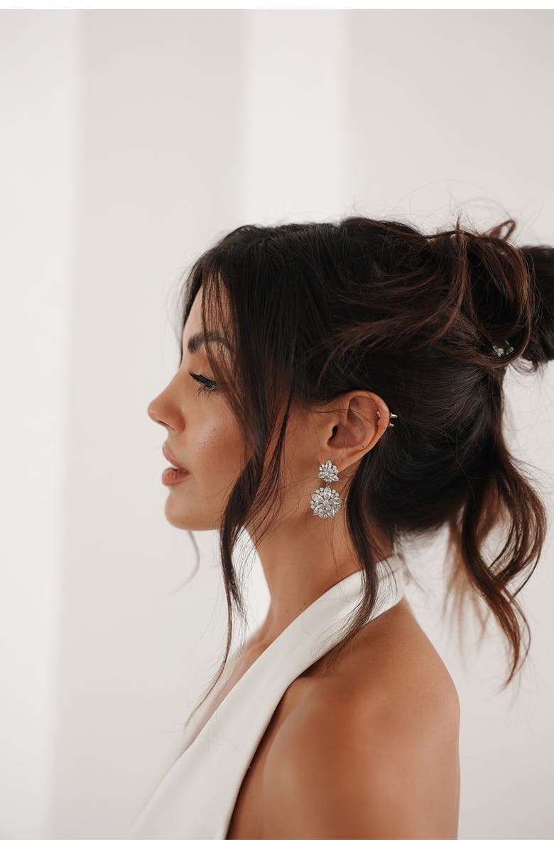 Untamed Petals Empress Crystal Earrings, Alternate, color, Silver