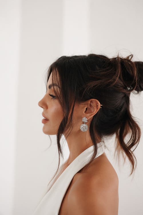 Untamed Petals Empress Crystal Earrings In Metallic