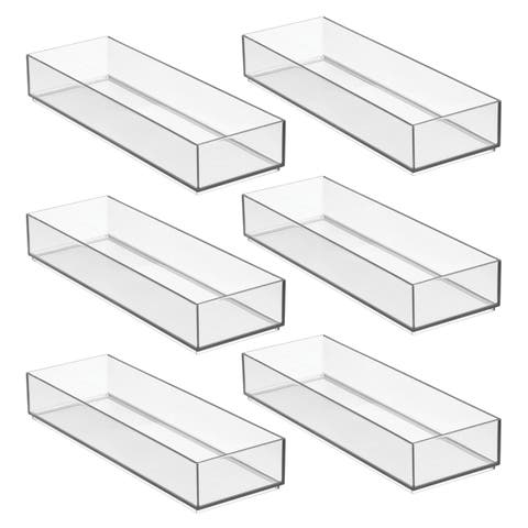 Plastic Makeup Drawer Organizer Tray - Set of 6 - Clear