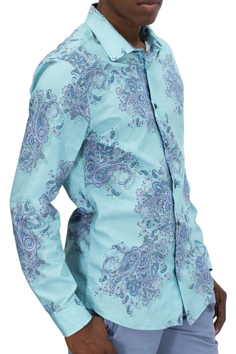 Norman Button-Up Shirt, Main, color, Random Paisley Mint