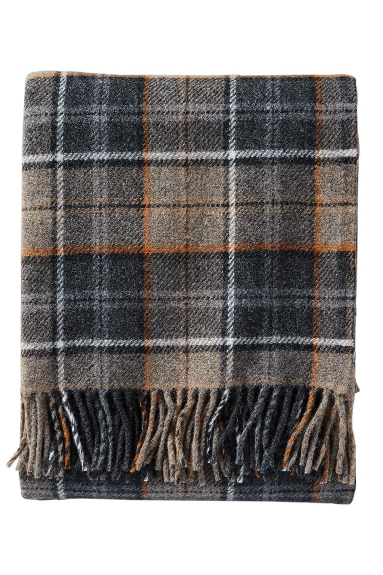 Plaid Wool Throw, Main, color, SMOKE