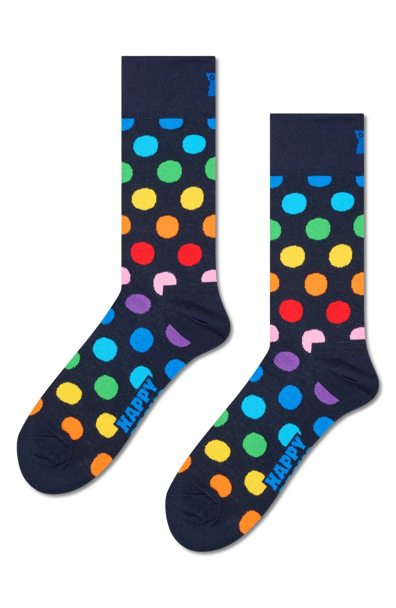 Happy Socks Assorted 4-Pack Cotton Blend Crew Socks Gift Box, Alternate, color, Black