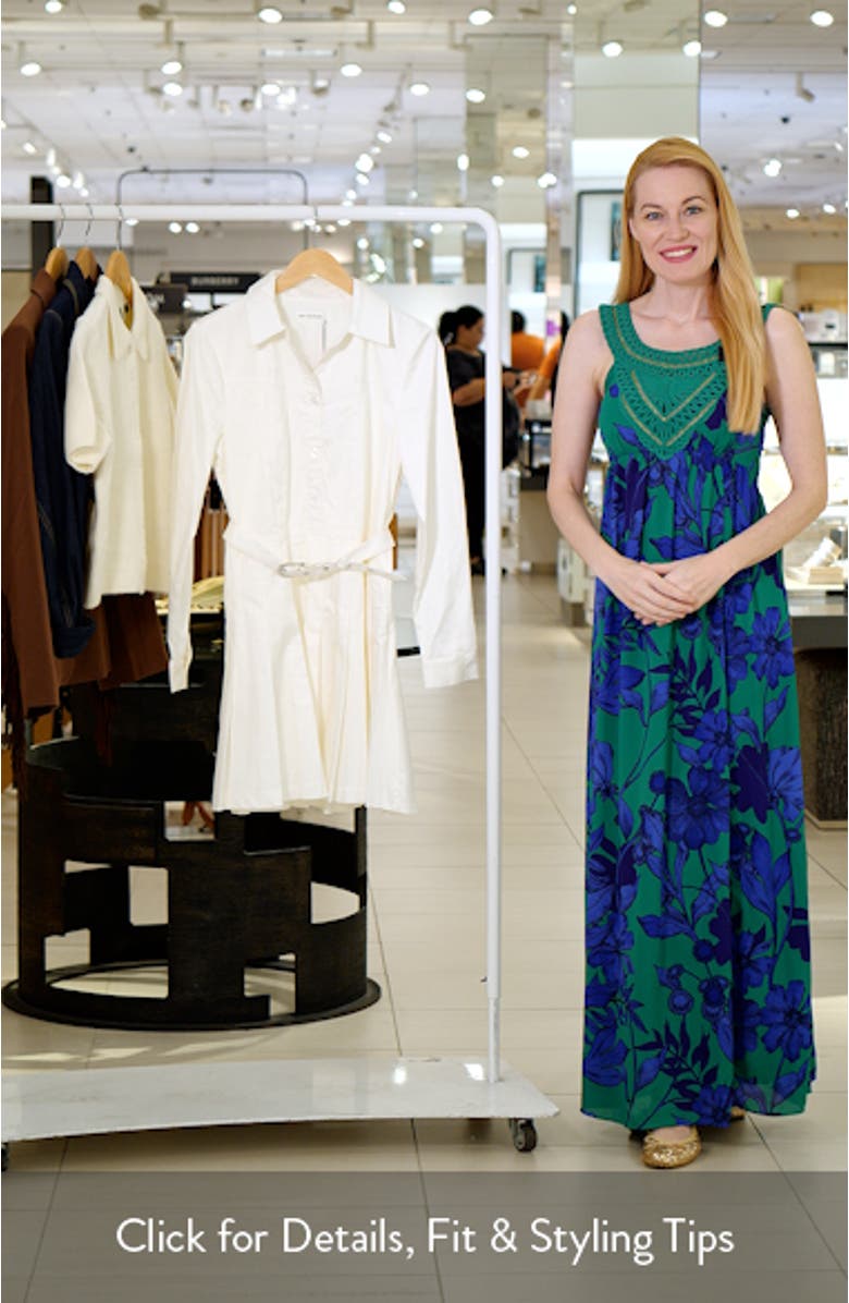 Pleated Belted Long Sleeve Cotton Blend Mini Shirtdress, sales video thumbnail