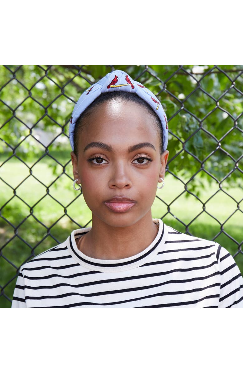 Lele Sadoughi MLB St.Louis Cardinals Embroidered Headband, Alternate, color, Sky 400