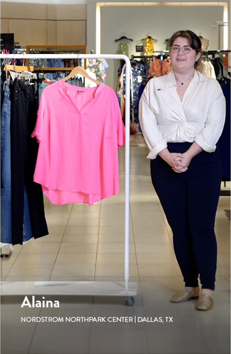 Puff Sleeve Split Neck Top, sales video thumbnail