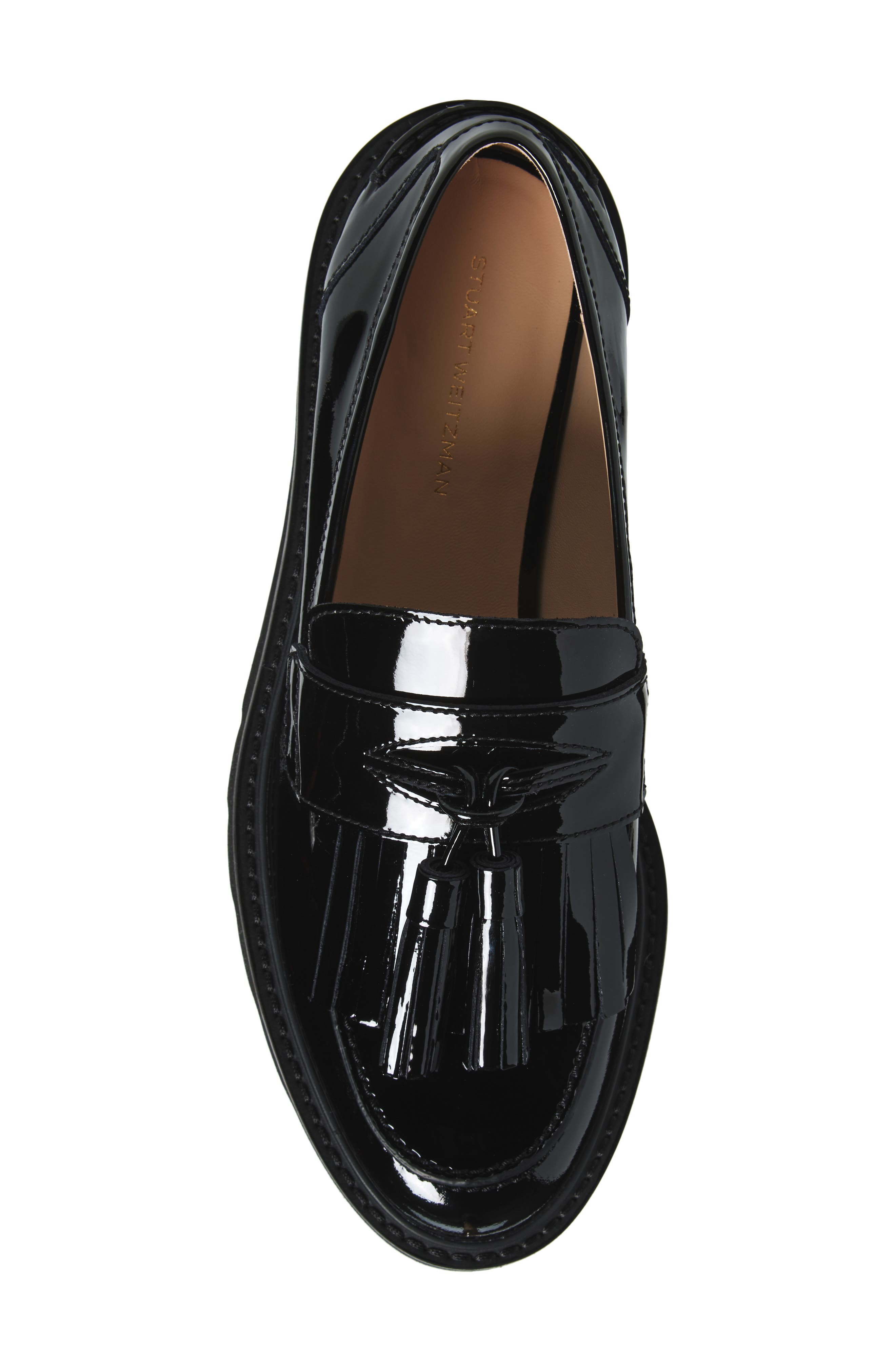 Stuart Weitzman Mila Patent Tassel Loafer, Alternate, color, Black
