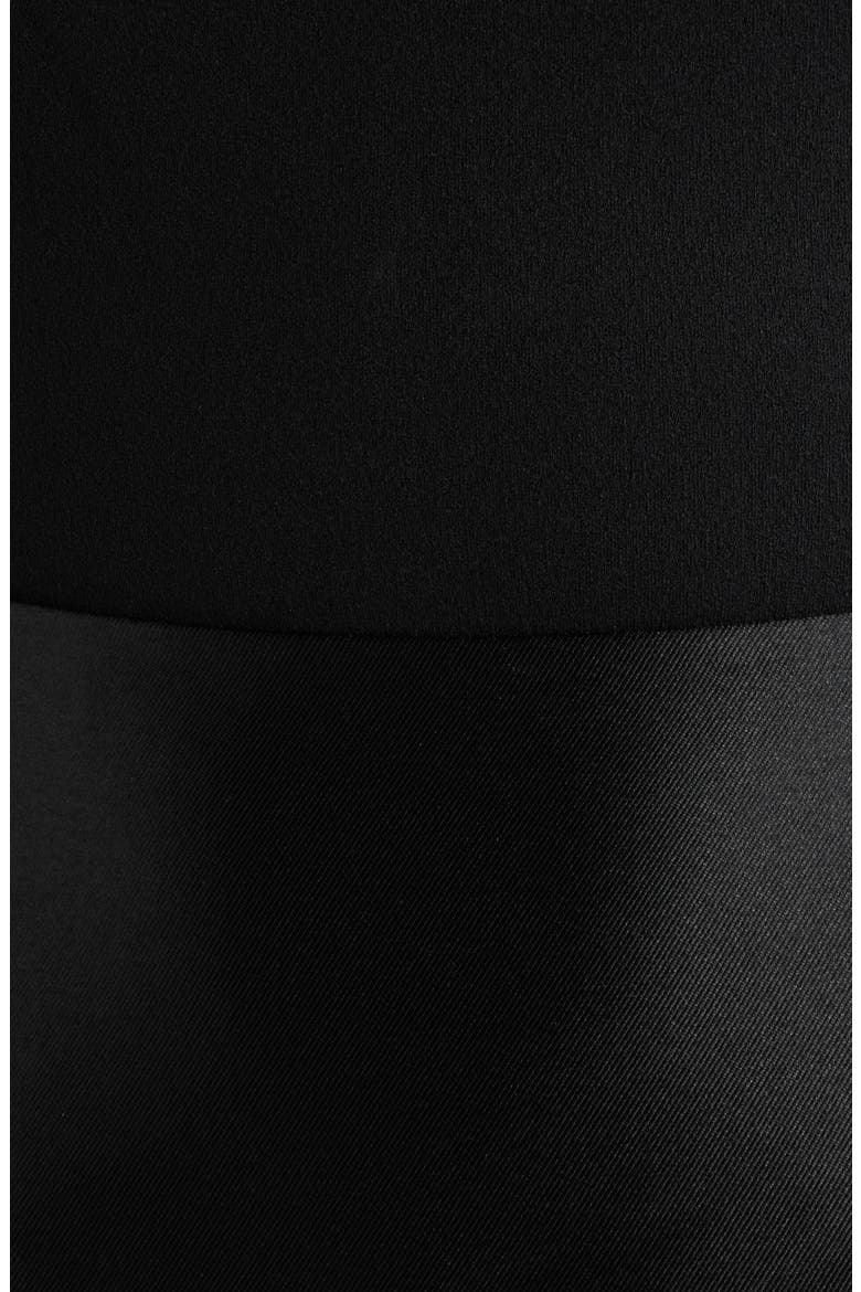 Winslow Off the Shoulder Long Sleeve Crepe & Satin Gown, Alternate, color, BLACK