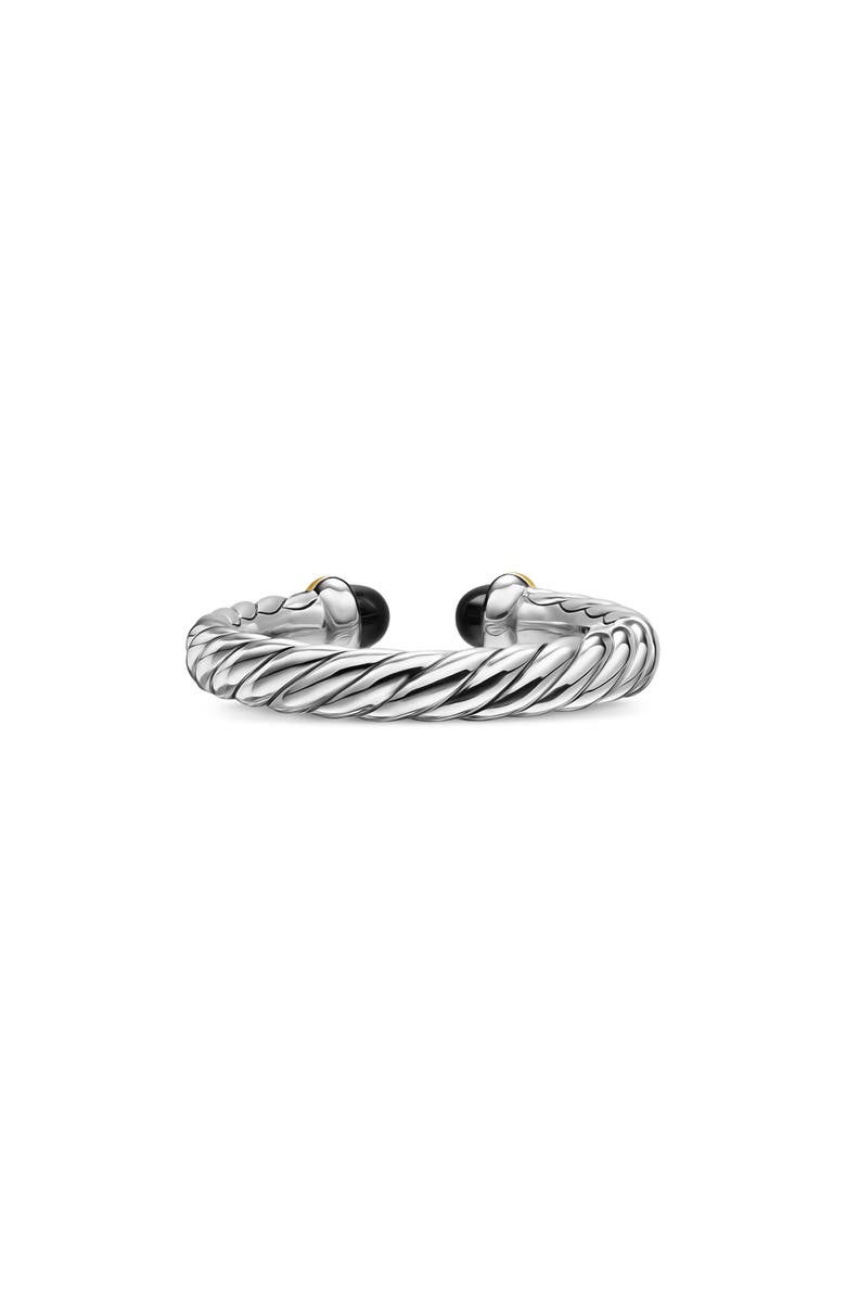 David Yurman Petite Cable Open Ring in Sterling Silver with 14K Yellow Gold, 3.4mm, Alternate, color, Black Onyx