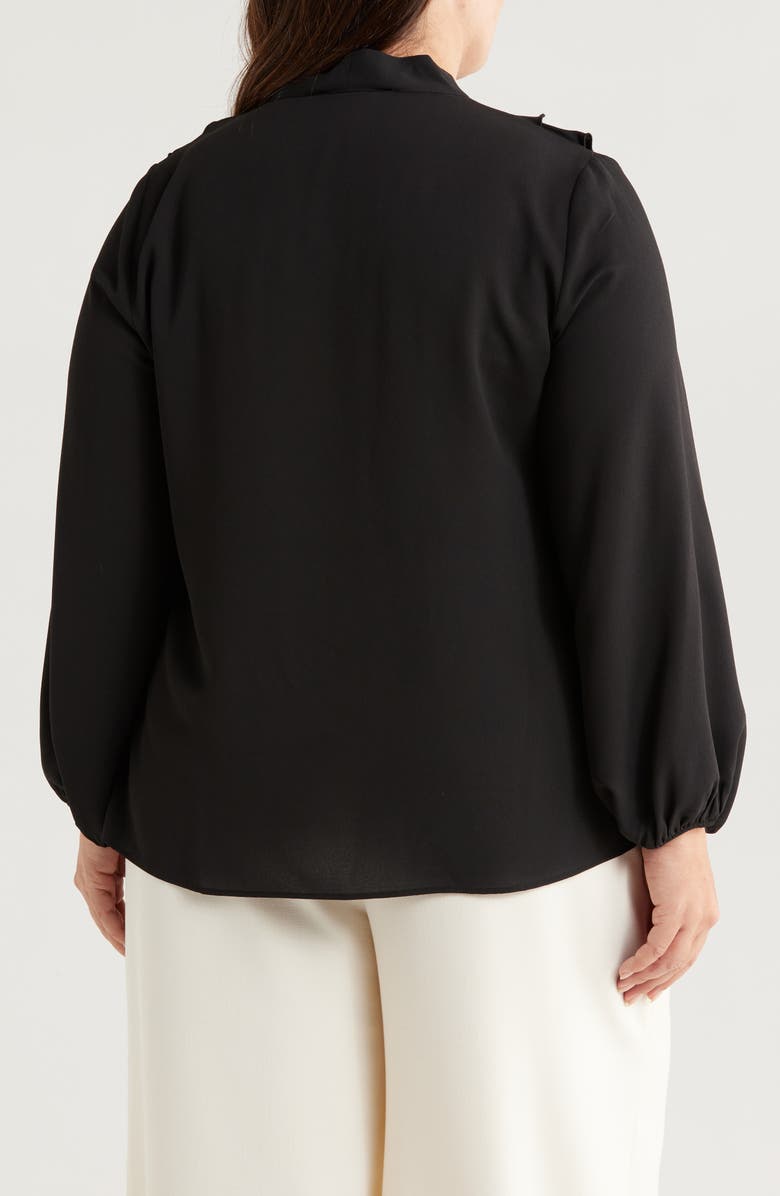 KASPER Ruffle Tie Front Crepe Top, Alternate, color, 