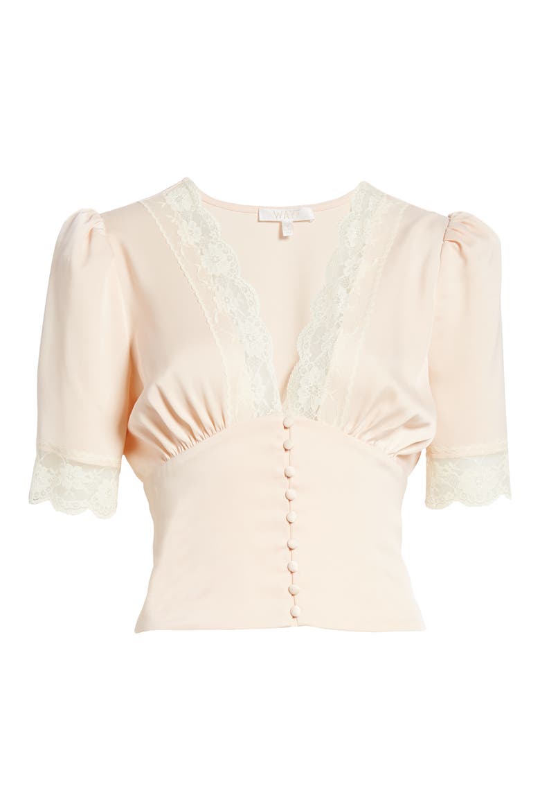 Cosima Lace V-Neck Satin Top, Alternate, color, BLUSH SATIN