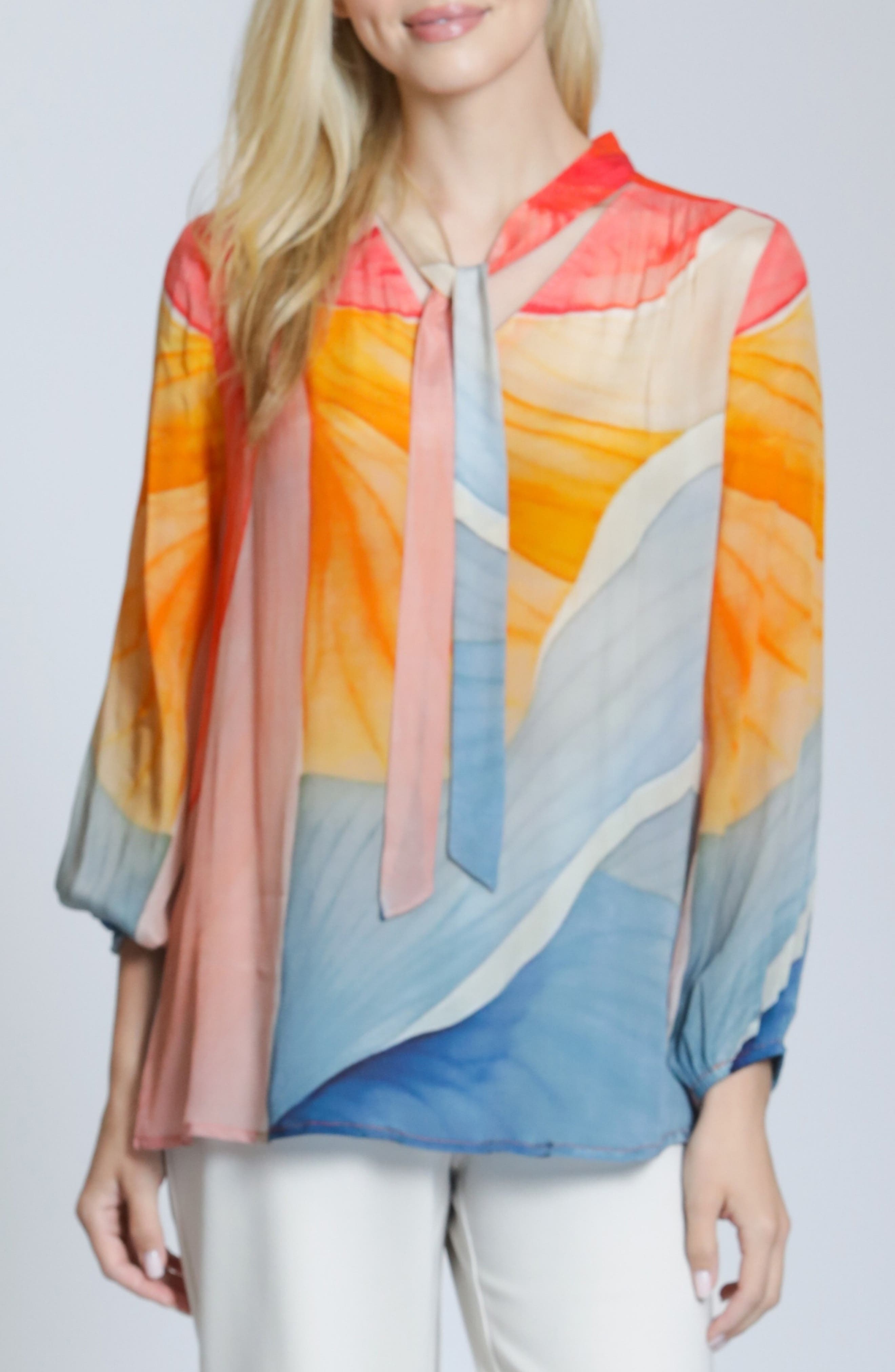 Print Tie Neck Top
