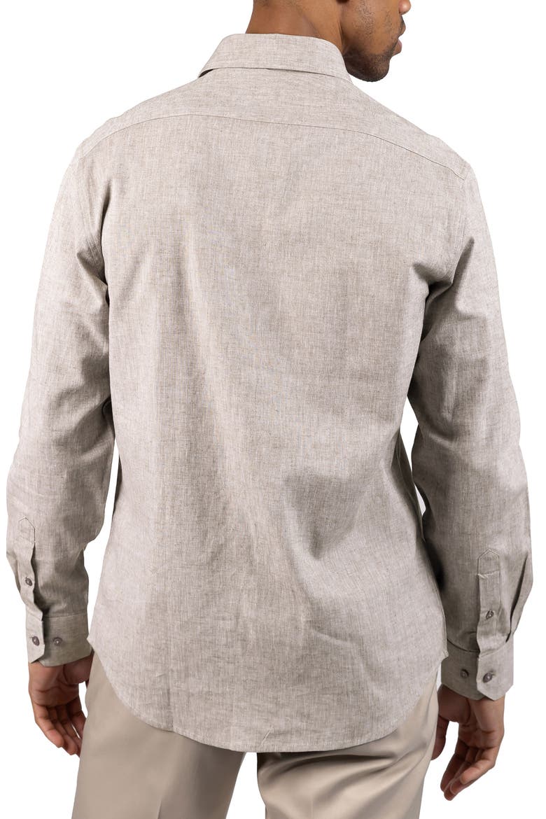 Mélange Linen Blend Button-Up Shirt, Alternate, color, MOCHA