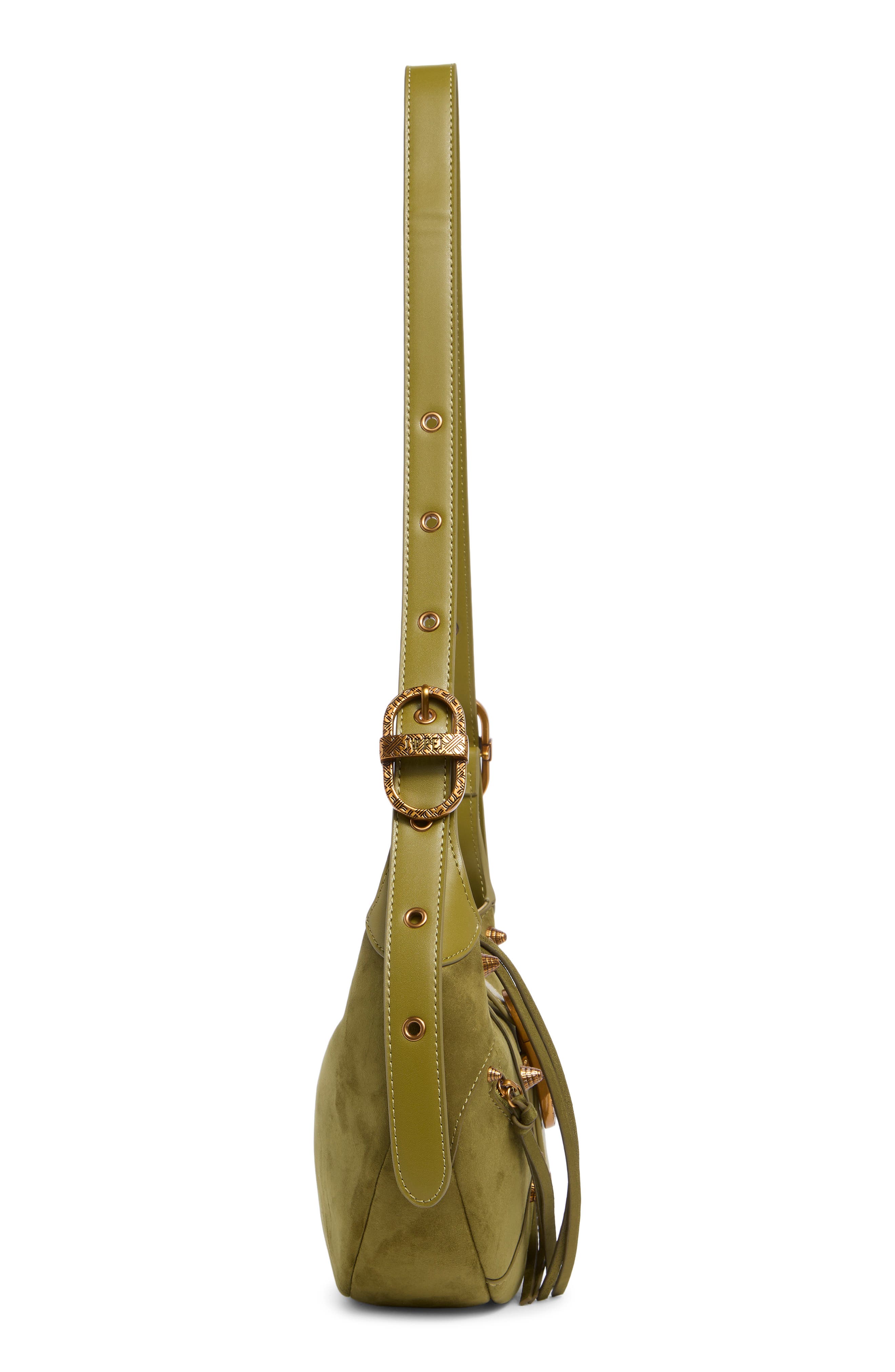 Tessa Suede Shoulder Bag, Alternate, color, DARK OLIVE