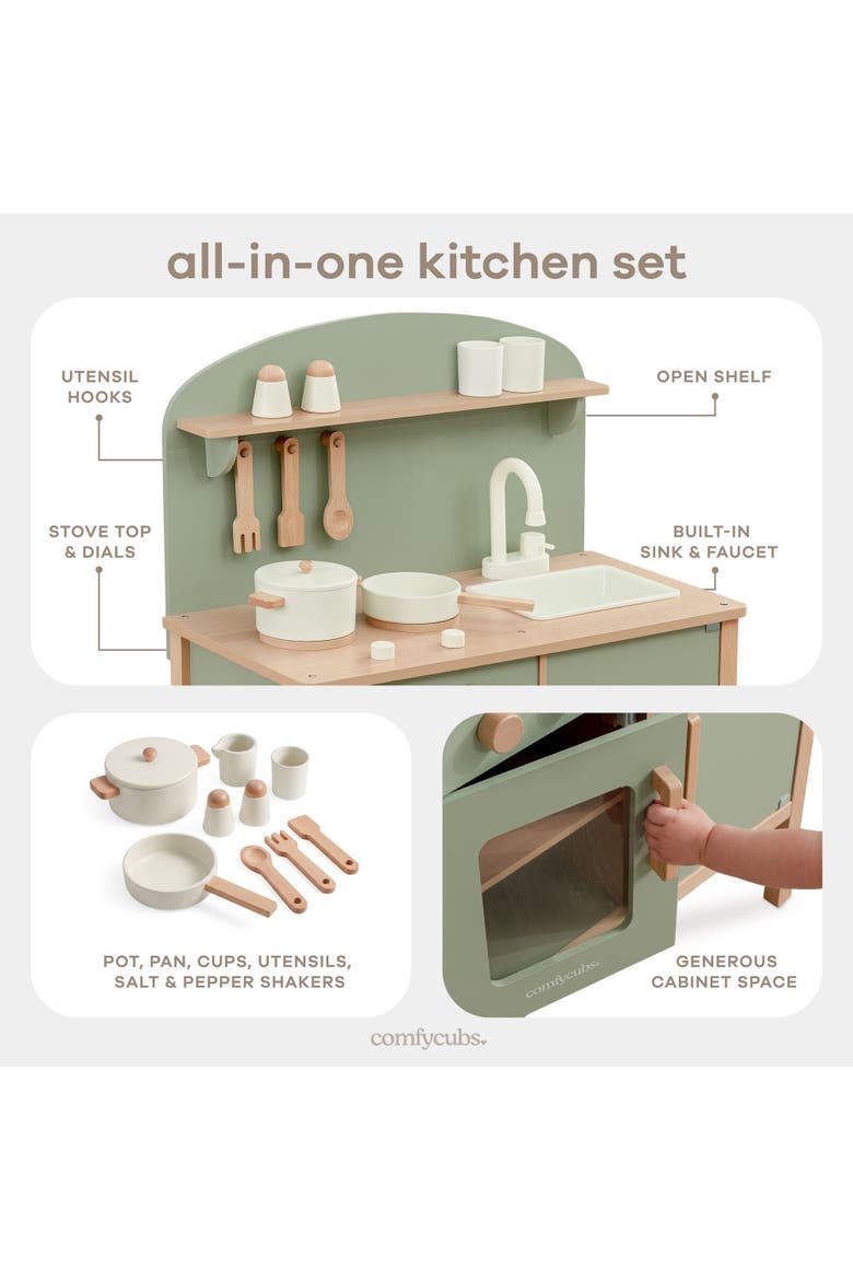 Wooden Kids Kitchen Playset, Alternate, color, Sage
