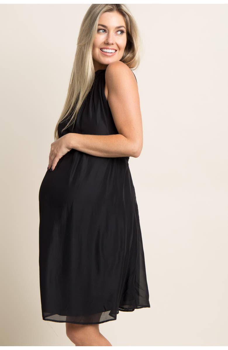 PinkBlush Chiffon High Neck Dress, Alternate, color, Black