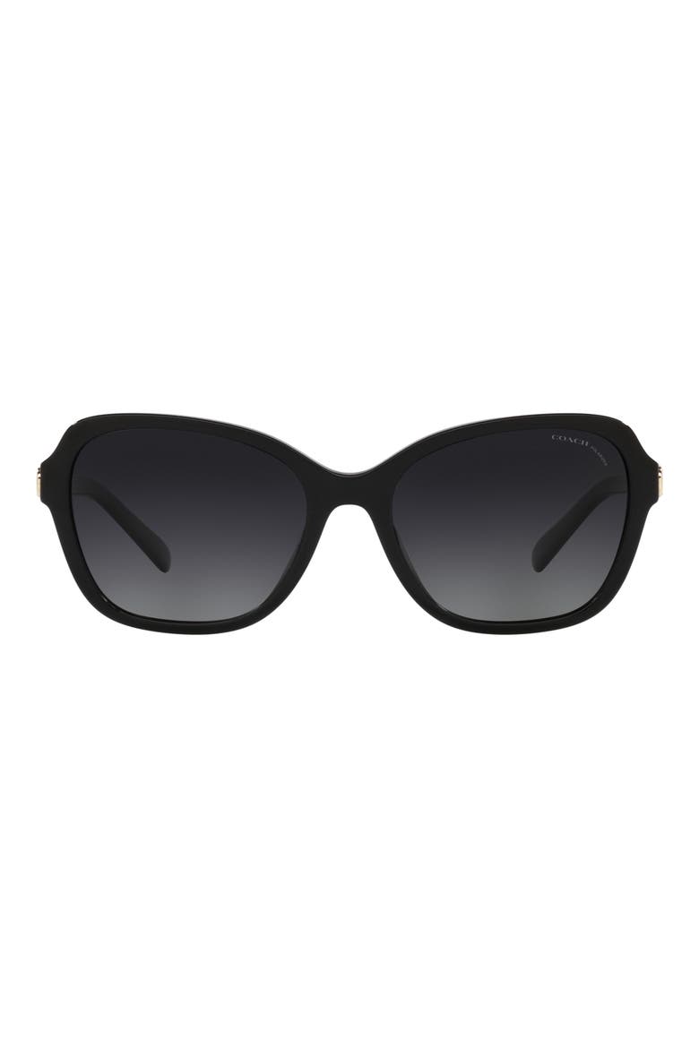 55mm Gradient Polarized Irregular Sunglasses, Main, color, BLACK