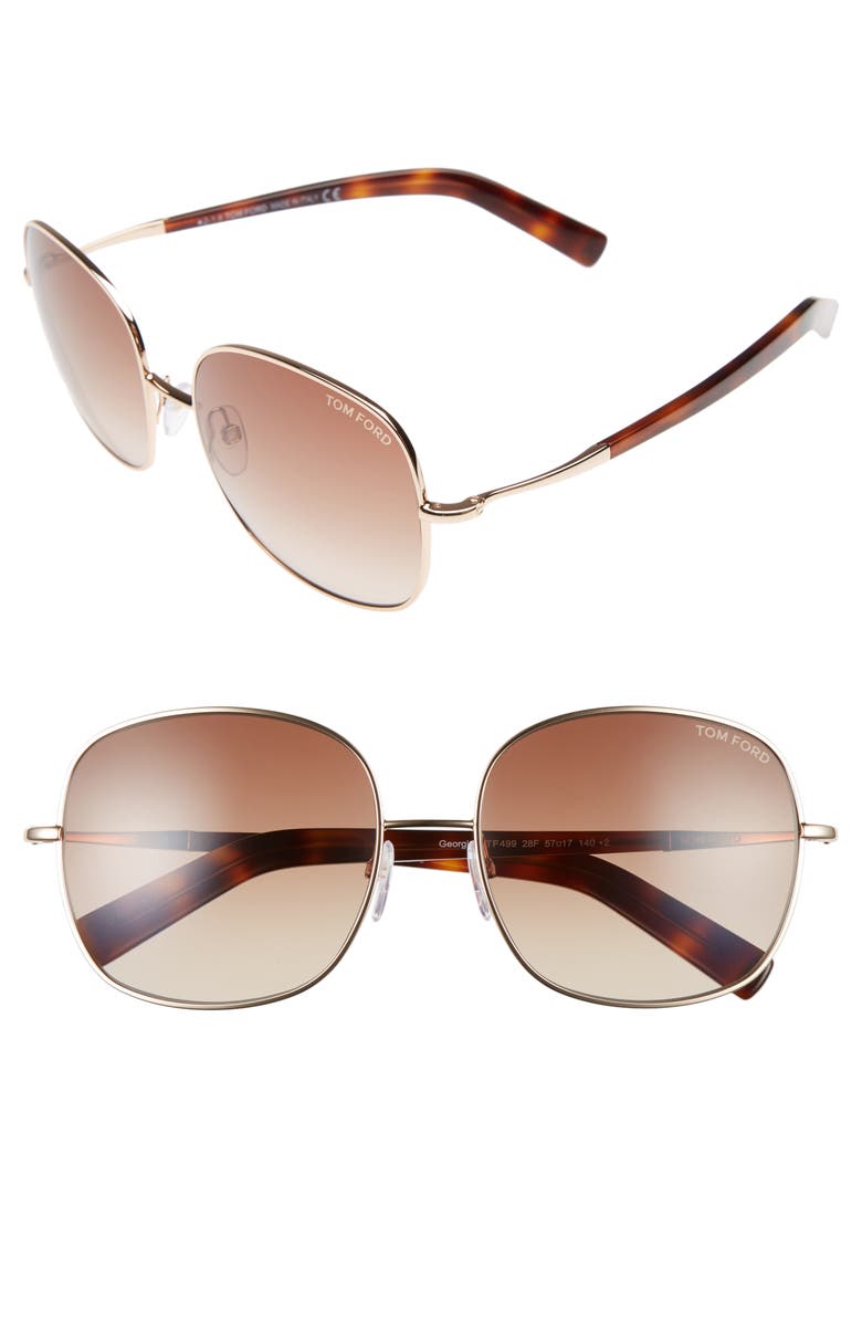 TOM FORD Georgina 57mm Gradient Lens Square Sunglasses  display picture 3