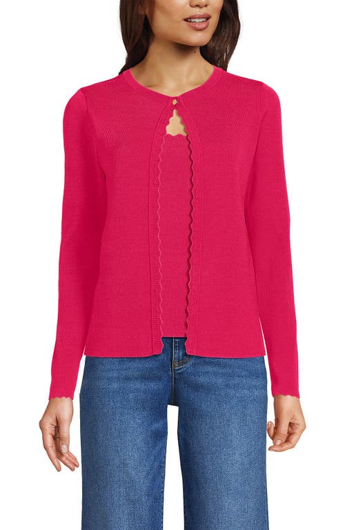 LANDS' END LANDS' END BLEND SCALLOP EDGE FITTED CARDIGAN SWEATER