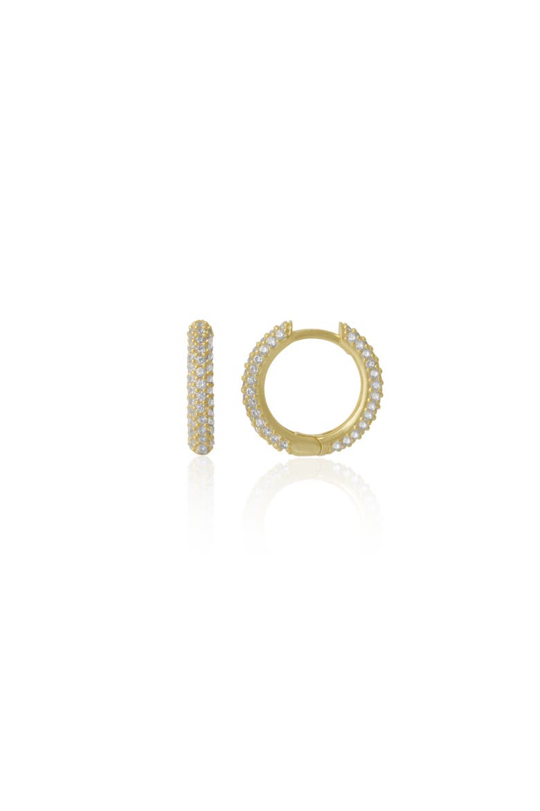Pave Sterling Silver Hoop Earrings, Main, color, Gold