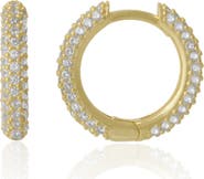 Spero London Pave Sterling Silver Hoop Earrings
