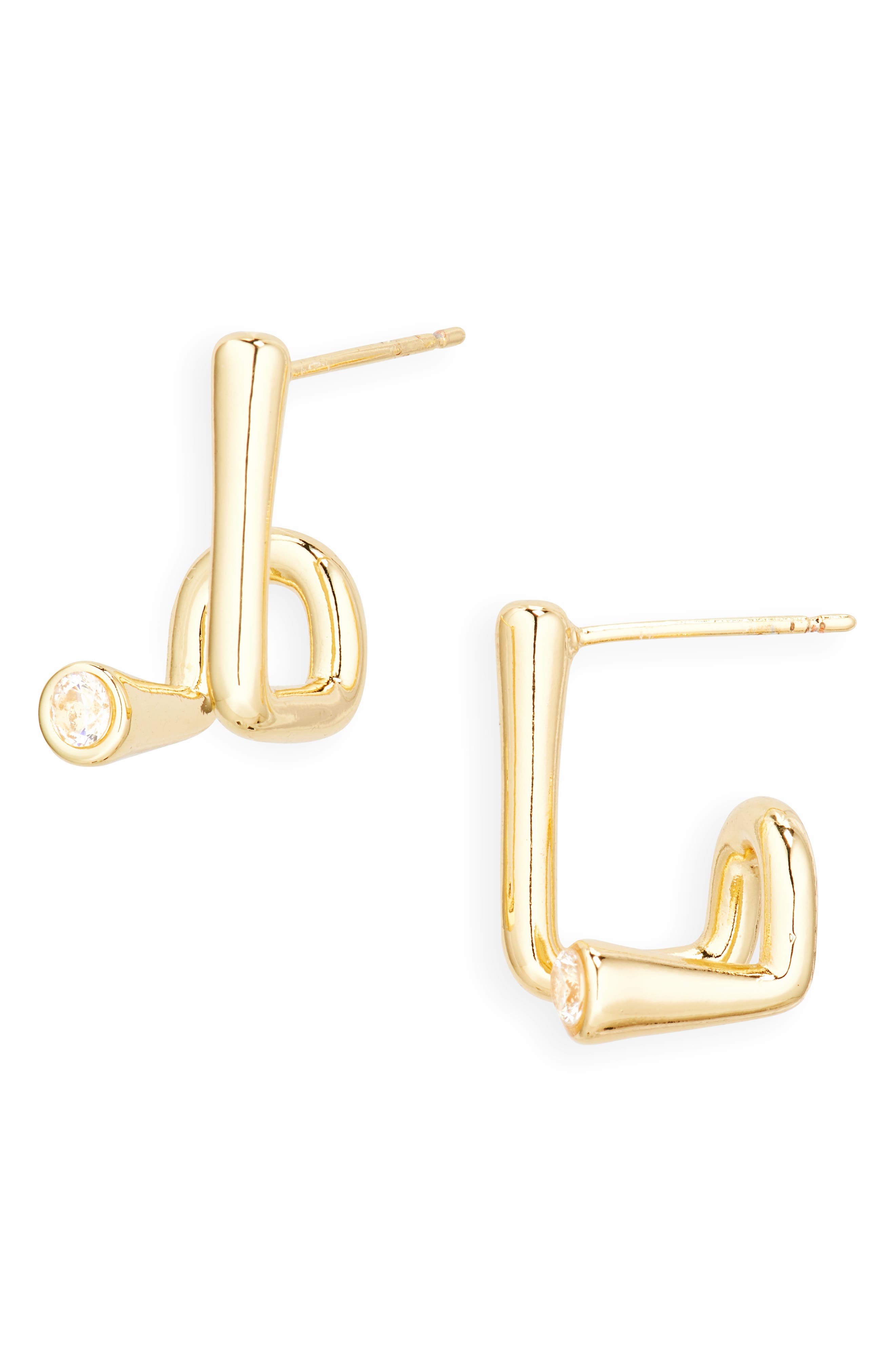 NORDSTROM RACK Cubic Zirconia J Hoop Earrings