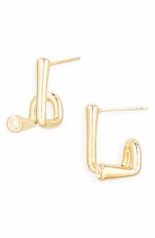 NORDSTROM RACK Cubic Zirconia J Hoop Earrings