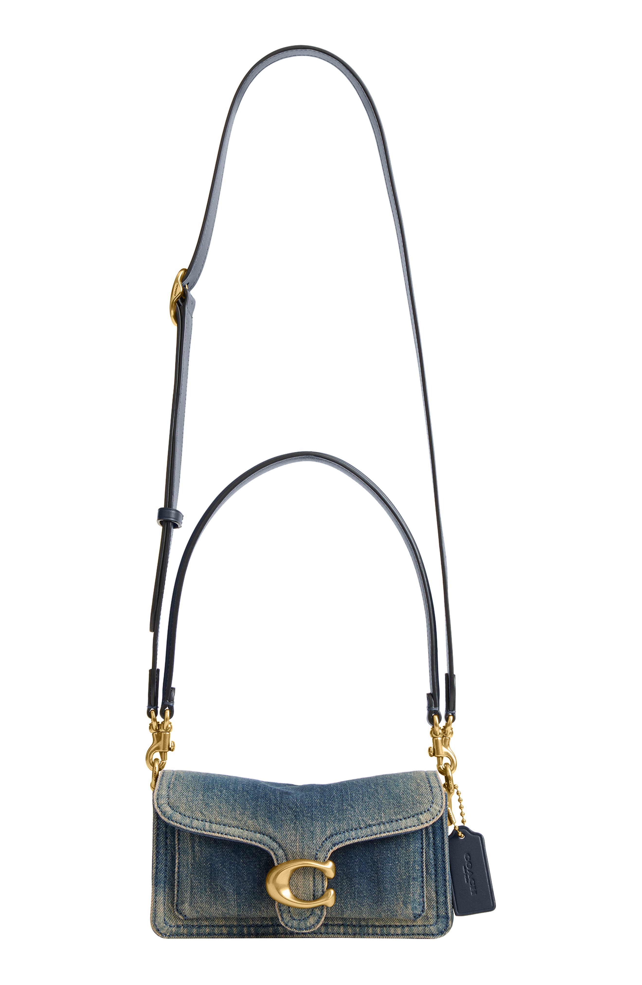 COACH Tabby 20 Cotton Denim Shoulder Bag, Alternate, color, B4/ Dark Indigo