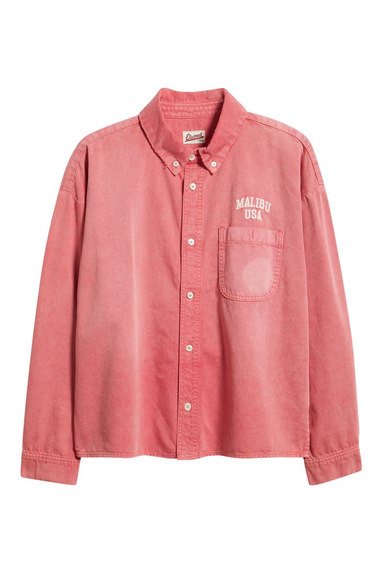 Malibu Cotton Twill Button Up Shirt, Alternate, color, RED
