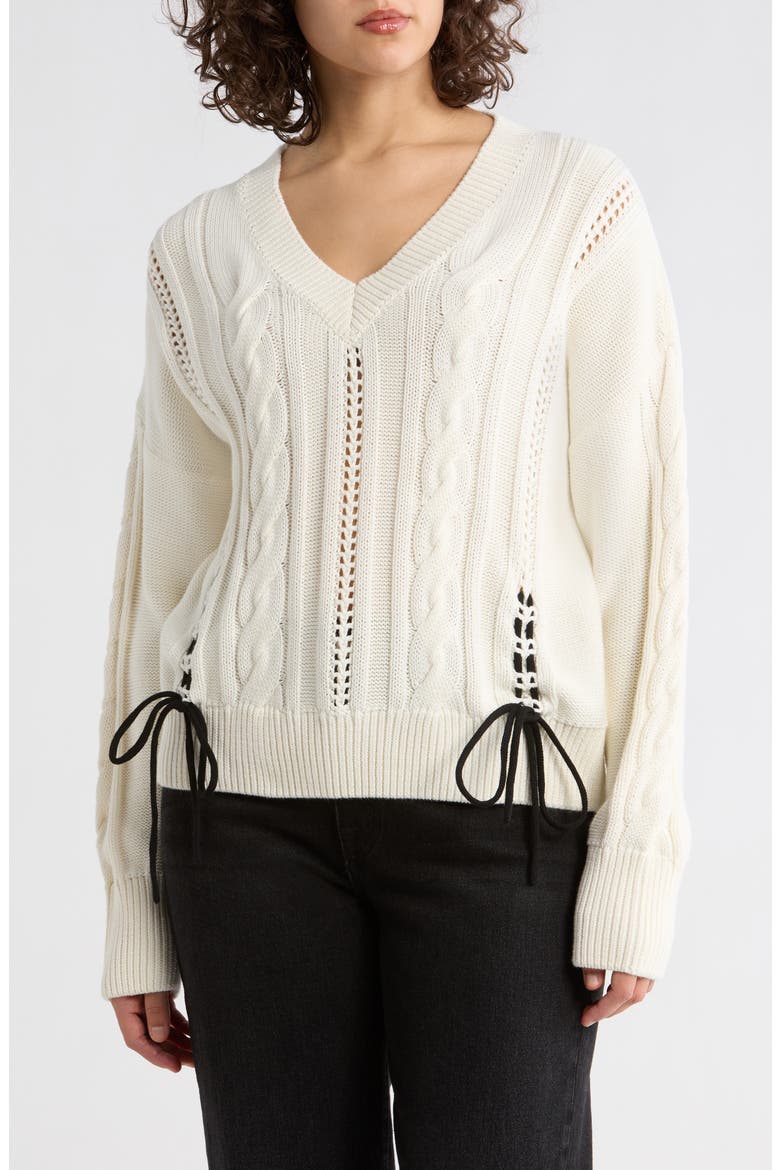 V-Neck Pullover Sweater, Main, color, OPEN WHITE