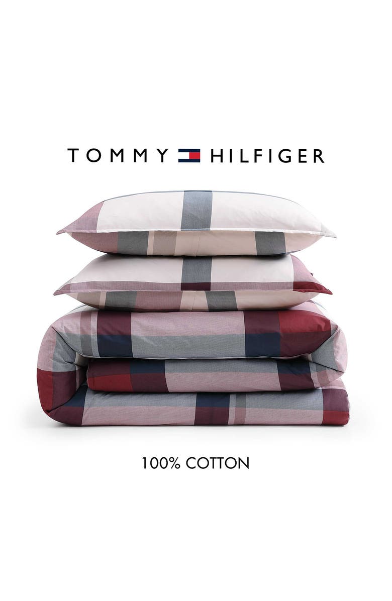 Tommy Hilfiger Prospect Park Plaid Cotton Percale Comforter & Shams Set, Alternate, color, Eggshell White/ Blue/ Red