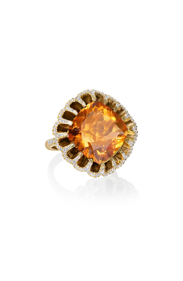 Mindi Mond Floating Citrine & Diamond Pavé Cocktail Ring, Main, color, 18 Yellow Gold