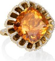 Mindi Mond Floating Citrine & Diamond Pavé Cocktail Ring